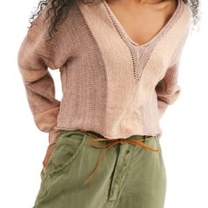 Free People | Lemonade Stand Pink Knit Crop Sweater | Samll